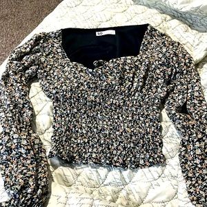 black with flowers,cropped,worn once